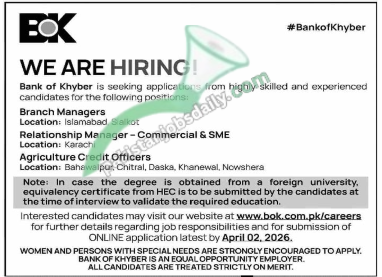 Bank of Khyber Jobs 2026 – Apply Online for Branch Manager & Latest BOK Careers