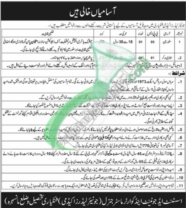 Junior Leaders Academy Shinkiari Jobs 2026 – Apply Online, Eligibility, Last Date & Complete Guide